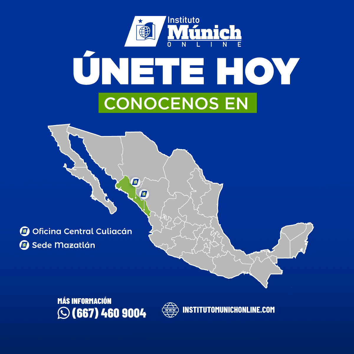Mapa de sedes del Instituto Munich Online en Mexico